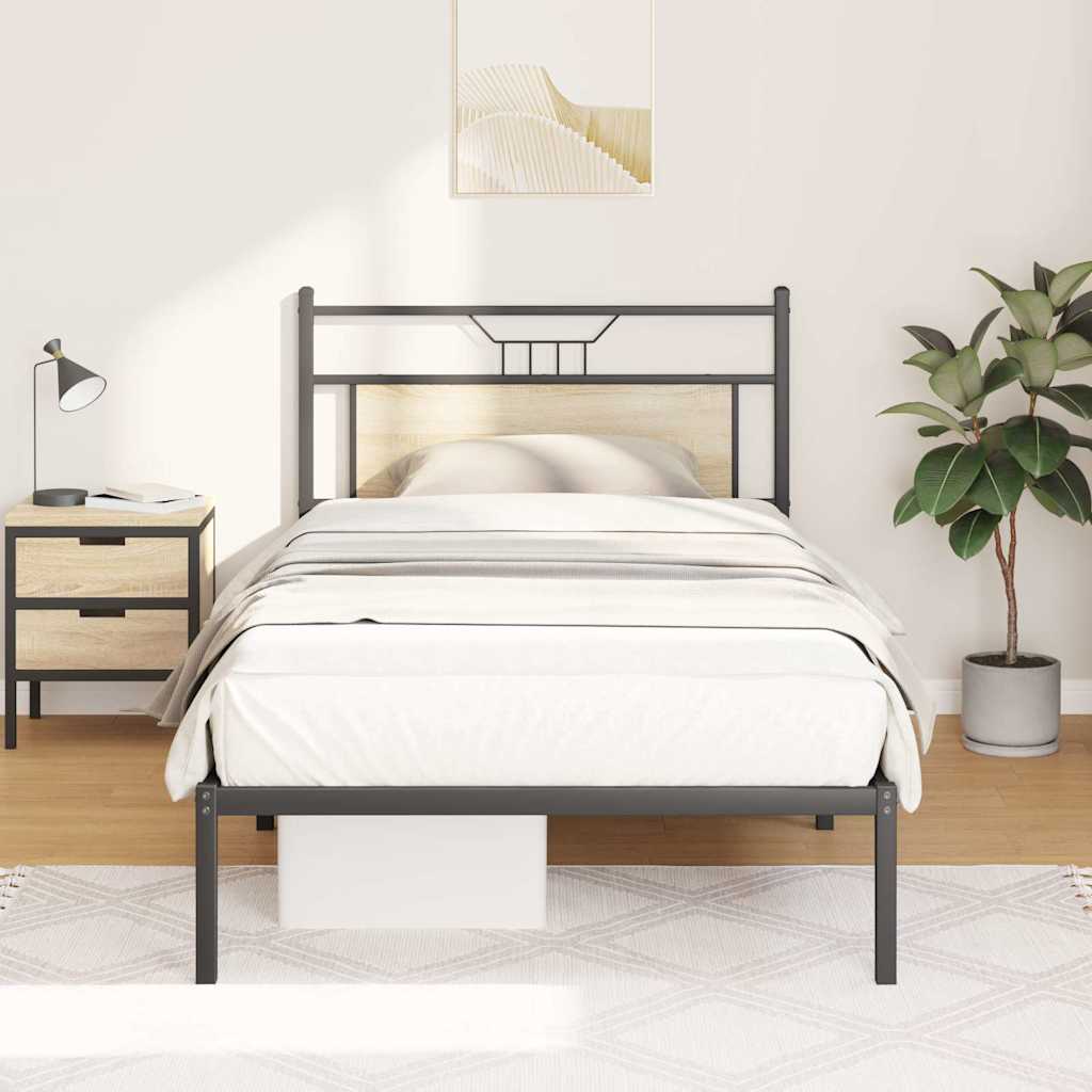 Bedframe zonder matras 107x203cm spaanplaat sonoma eikenkleurig is nu te koop bij PeponiXL, paradijselijk wonen!