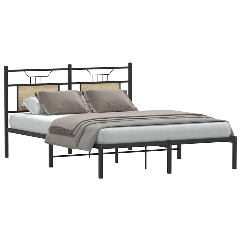 Bedframe zonder matras hout sonoma eikenkleurig 150x200 cm is nu te koop bij PeponiXL, paradijselijk wonen!