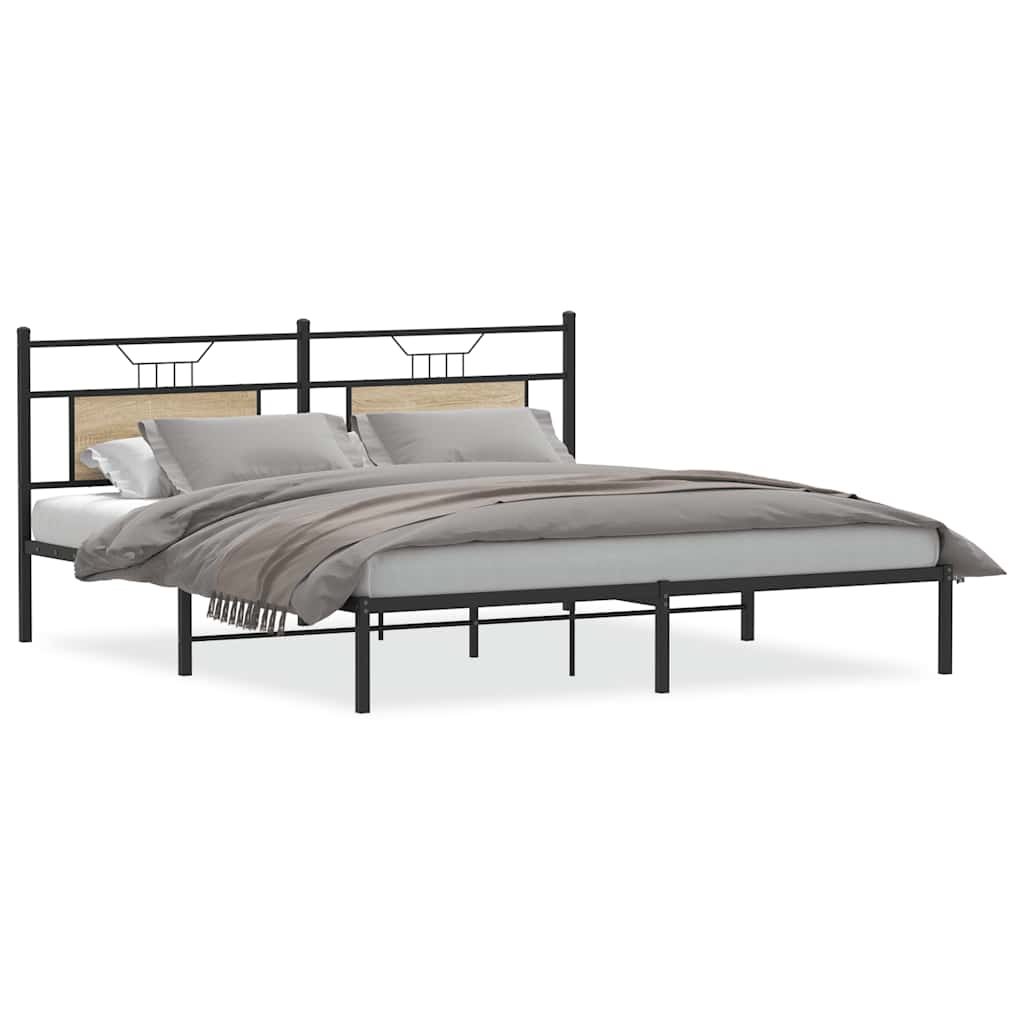 Bedframe zonder matras hout sonoma eikenkleurig 183x203 cm is nu te koop bij PeponiXL, paradijselijk wonen!