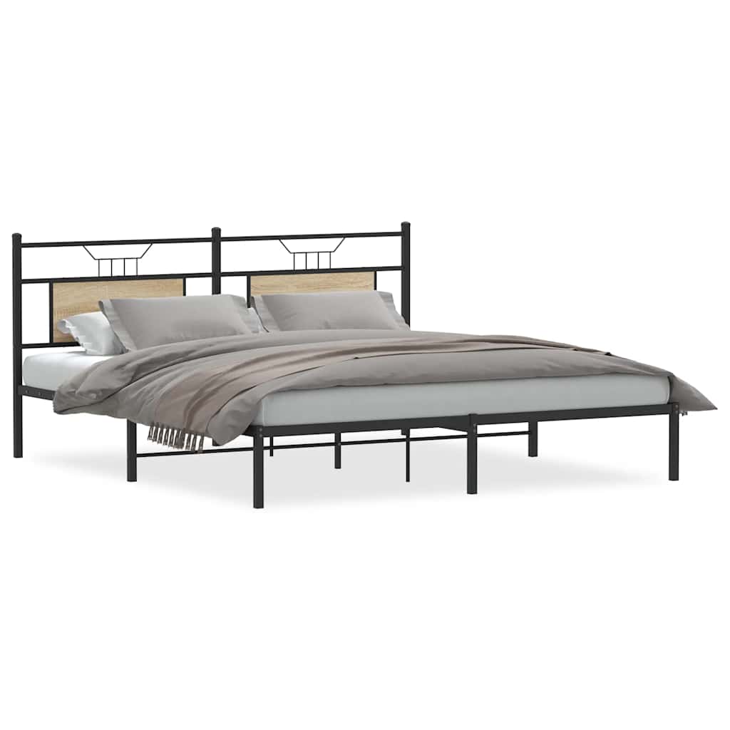 Bedframe zonder matras 183x213cm spaanplaat sonoma eikenkleurig is nu te koop bij PeponiXL, paradijselijk wonen!