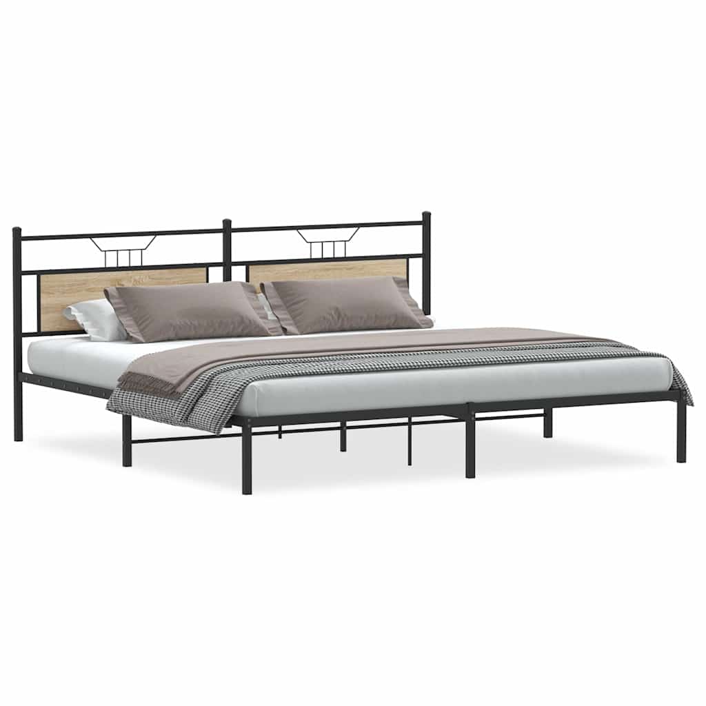 Bedframe zonder matras 193x201cm spaanplaat sonoma eikenkleurig is nu te koop bij PeponiXL, paradijselijk wonen!