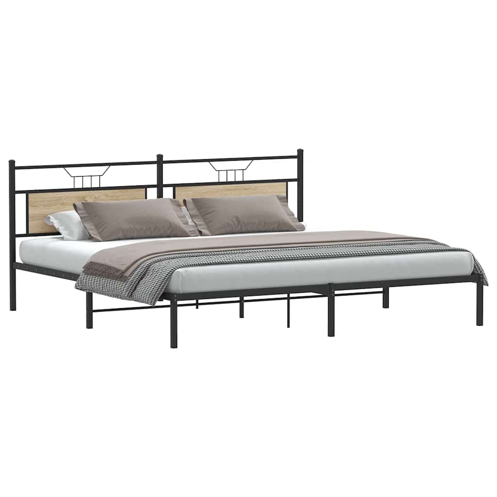 Bedframe zonder matras 193x201cm spaanplaat sonoma eikenkleurig is nu te koop bij PeponiXL, paradijselijk wonen!