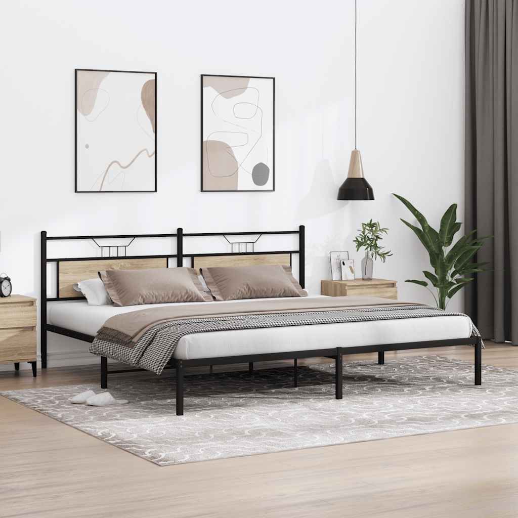 Bedframe zonder matras 193x201cm spaanplaat sonoma eikenkleurig is nu te koop bij PeponiXL, paradijselijk wonen!