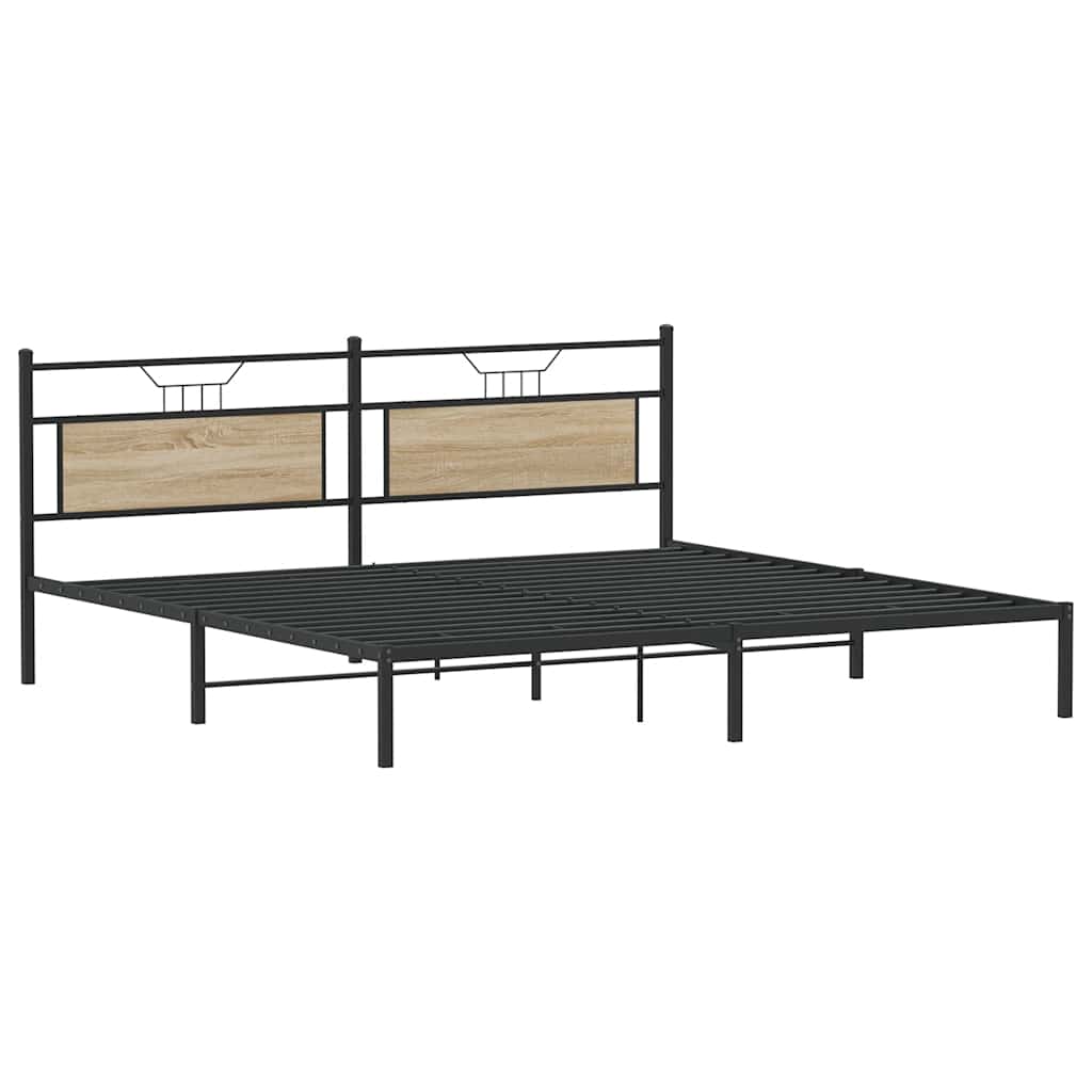 Bedframe zonder matras 193x201cm spaanplaat sonoma eikenkleurig is nu te koop bij PeponiXL, paradijselijk wonen!