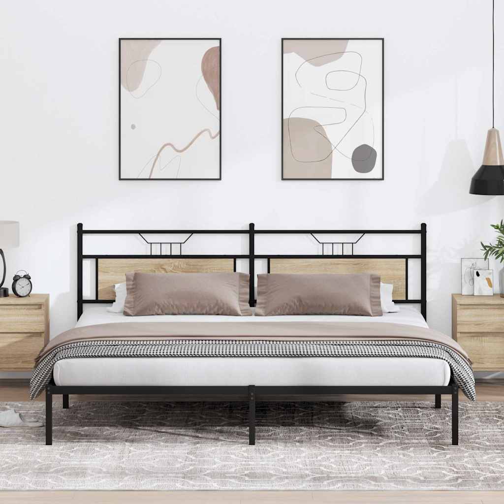 Bedframe zonder matras 193x201cm spaanplaat sonoma eikenkleurig is nu te koop bij PeponiXL, paradijselijk wonen!