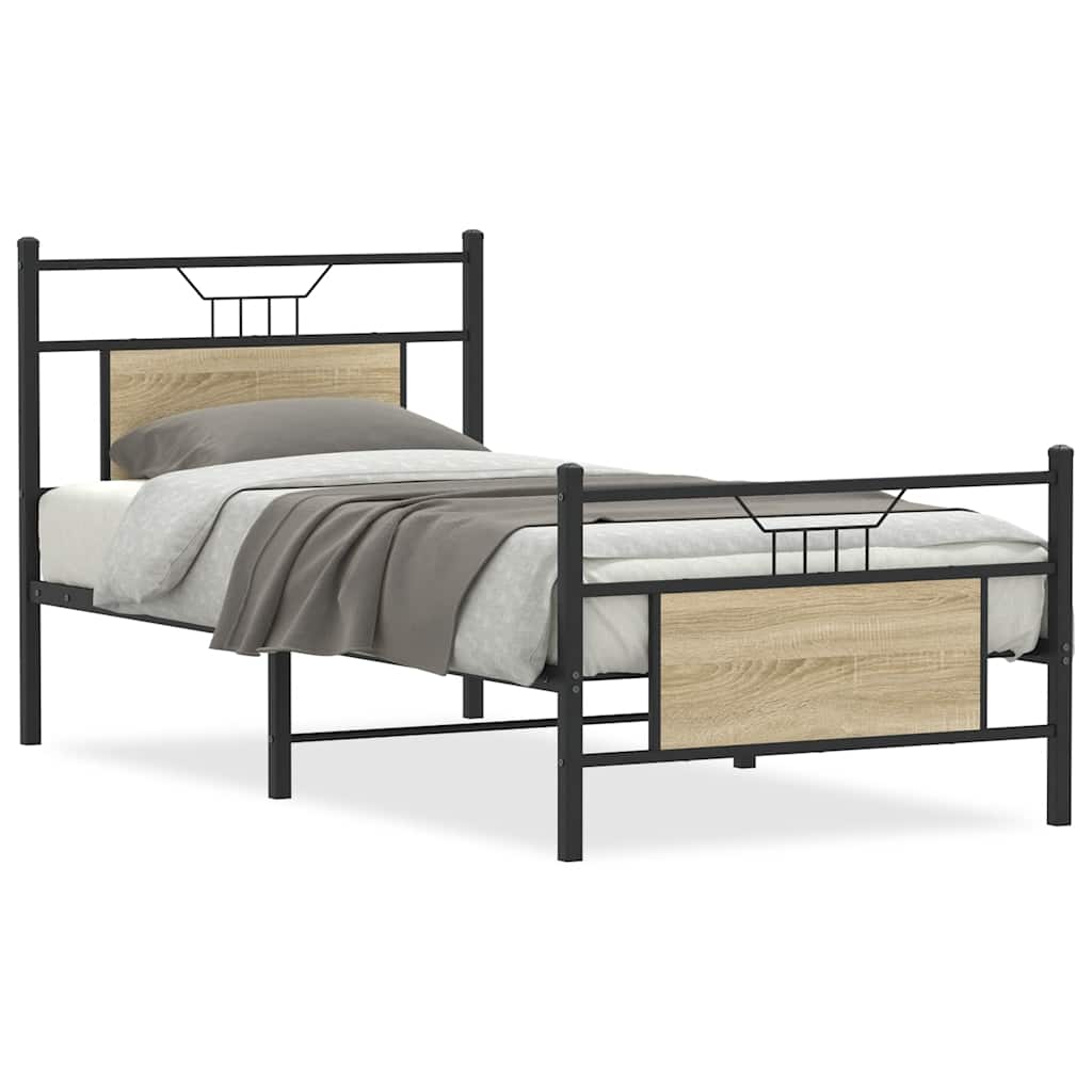 Bedframe zonder matras hout sonoma eikenkleurig 75x190 cm is nu te koop bij PeponiXL, paradijselijk wonen!