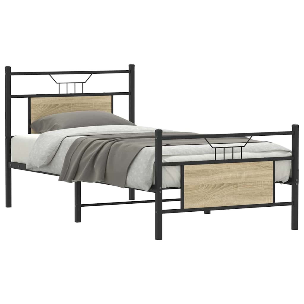 Bedframe zonder matras hout sonoma eikenkleurig 80x200 cm is nu te koop bij PeponiXL, paradijselijk wonen!