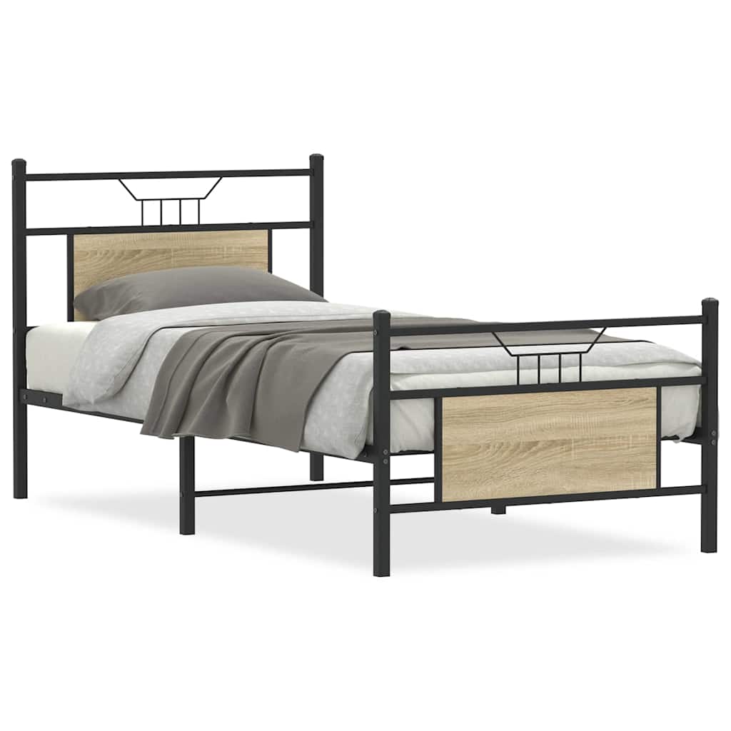 Bedframe zonder matras hout sonoma eikenkleurig 90x190 cm is nu te koop bij PeponiXL, paradijselijk wonen!