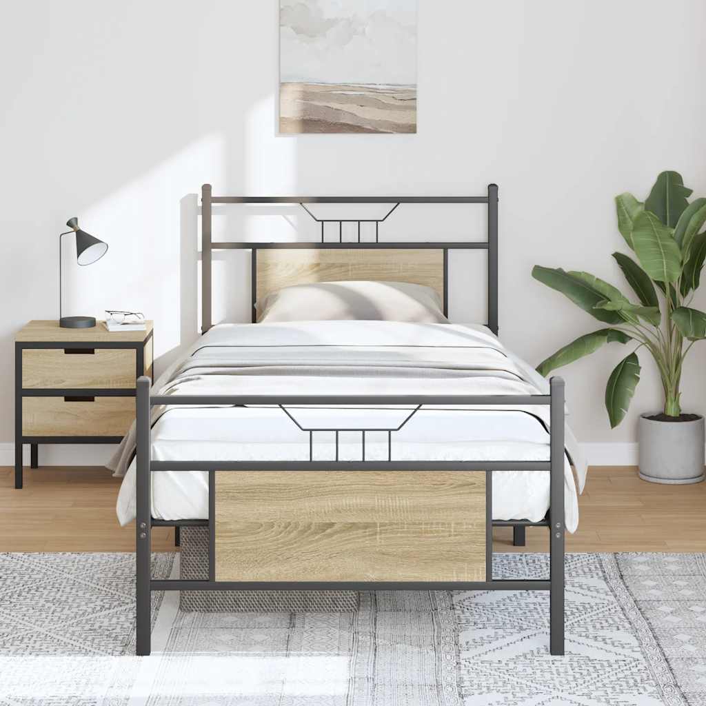Bedframe zonder matras hout sonoma eikenkleurig 90x190 cm is nu te koop bij PeponiXL, paradijselijk wonen!