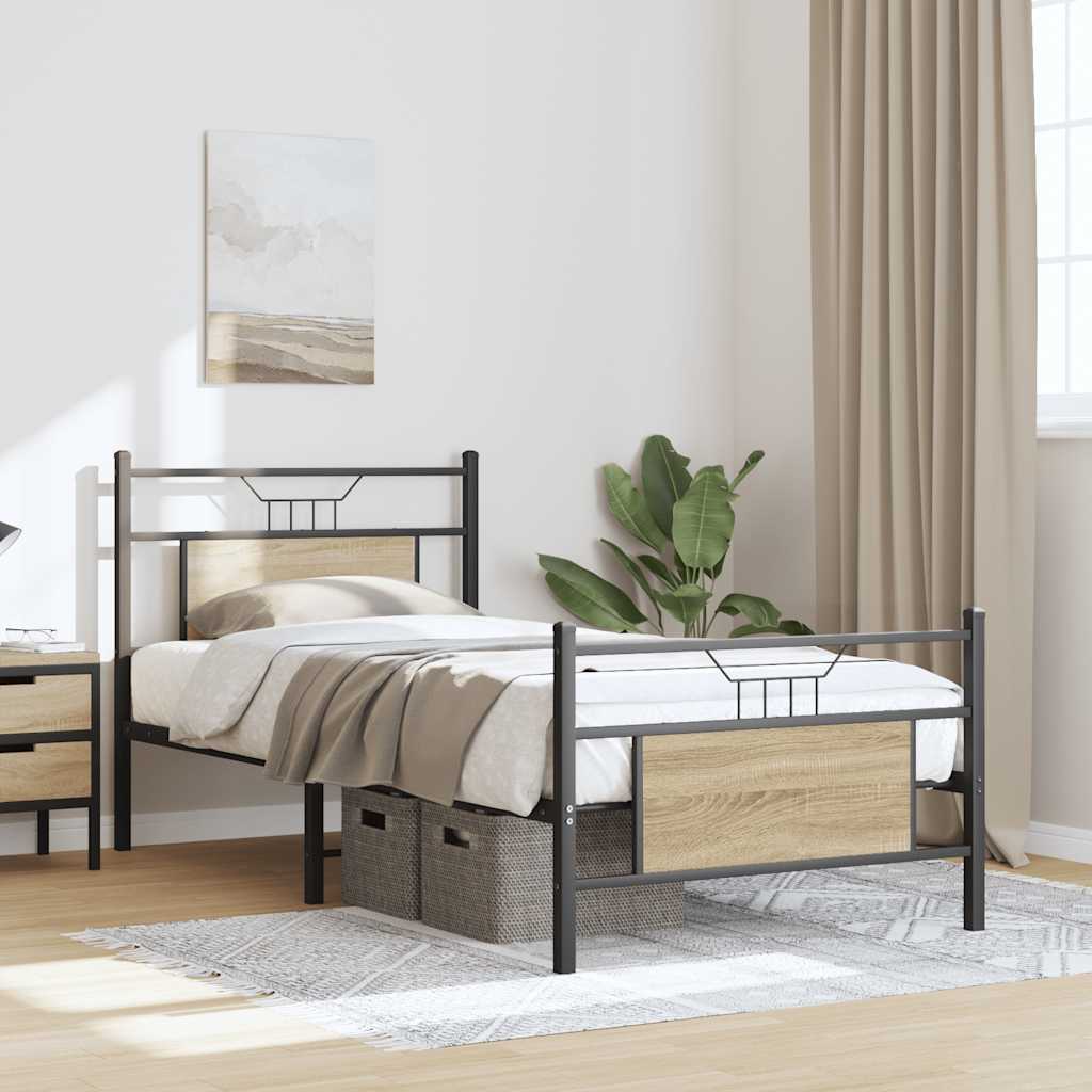 Bedframe zonder matras hout sonoma eikenkleurig 90x190 cm is nu te koop bij PeponiXL, paradijselijk wonen!