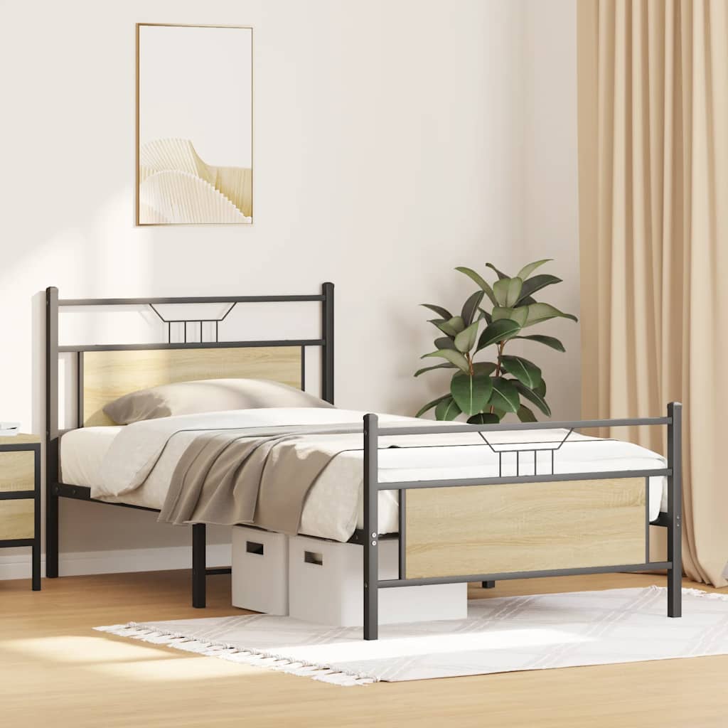 Bedframe zonder matras hout sonoma eikenkleurig 100x190 cm is nu te koop bij PeponiXL, paradijselijk wonen!