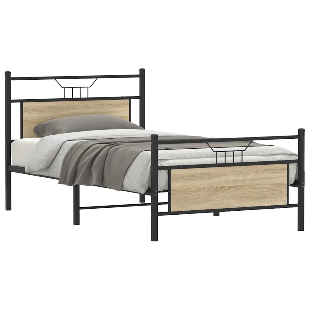Bedframe zonder matras hout sonoma eikenkleurig 100x190 cm is nu te koop bij PeponiXL, paradijselijk wonen!