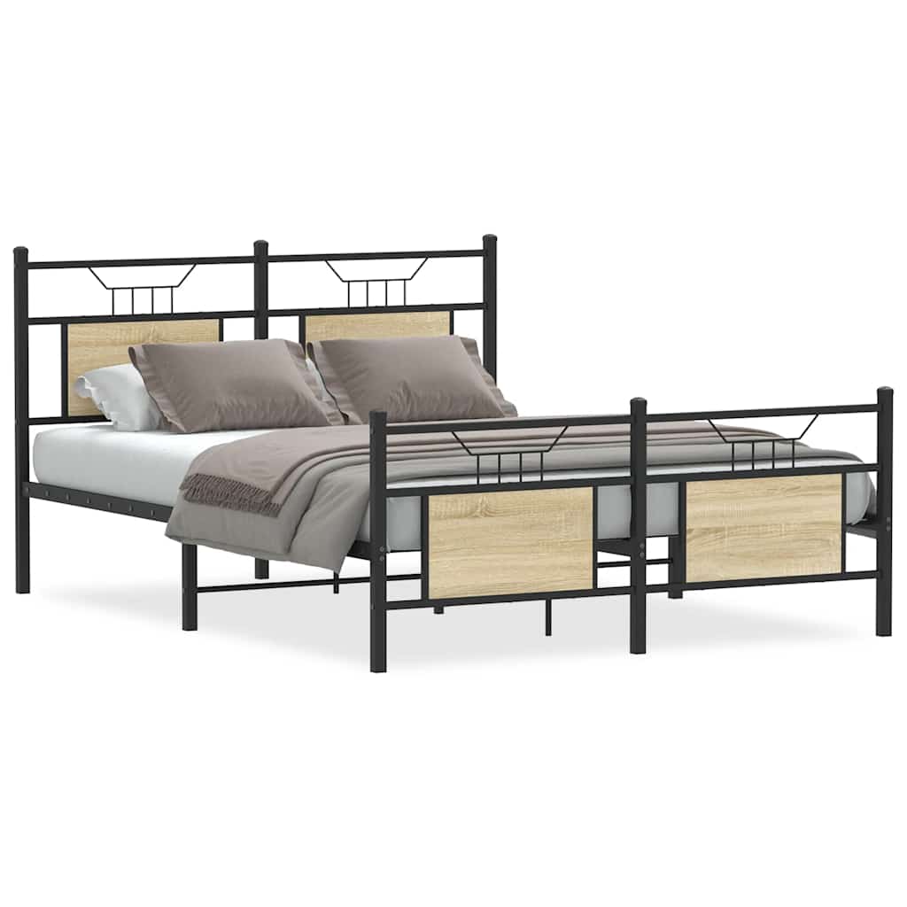 Bedframe zonder matras hout sonoma eikenkleurig 137x190 cm is nu te koop bij PeponiXL, paradijselijk wonen!