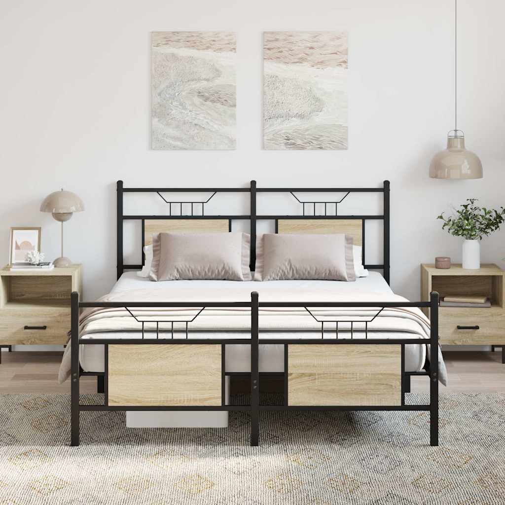 Bedframe zonder matras hout sonoma eikenkleurig 137x190 cm is nu te koop bij PeponiXL, paradijselijk wonen!