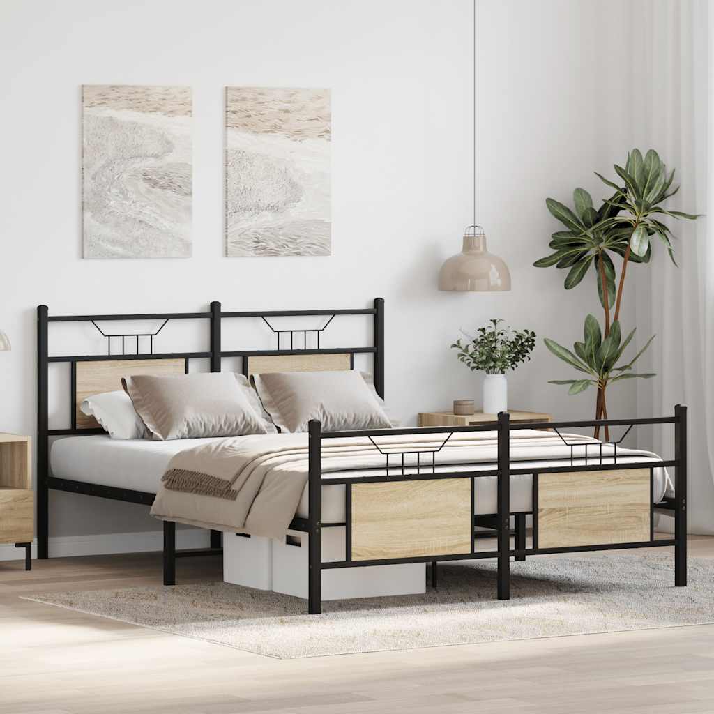 Bedframe zonder matras hout sonoma eikenkleurig 140x190 cm is nu te koop bij PeponiXL, paradijselijk wonen!
