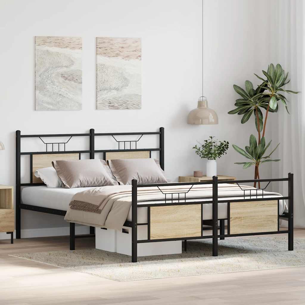 Bedframe zonder matras hout sonoma eikenkleurig 140x200 cm is nu te koop bij PeponiXL, paradijselijk wonen!
