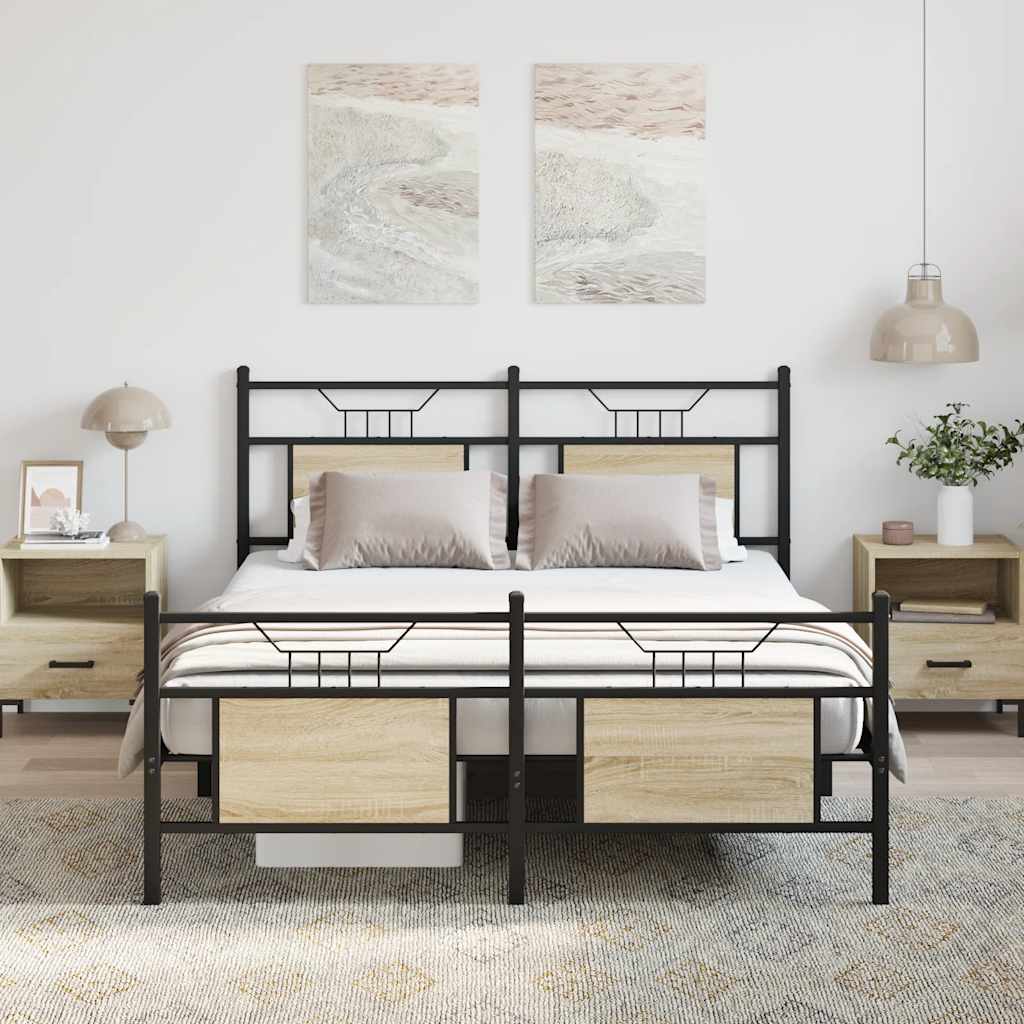 Bedframe zonder matras hout sonoma eikenkleurig 150x200 cm is nu te koop bij PeponiXL, paradijselijk wonen!