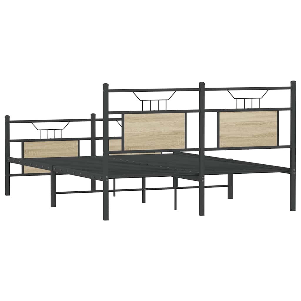 Bedframe zonder matras hout sonoma eikenkleurig 150x200 cm is nu te koop bij PeponiXL, paradijselijk wonen!