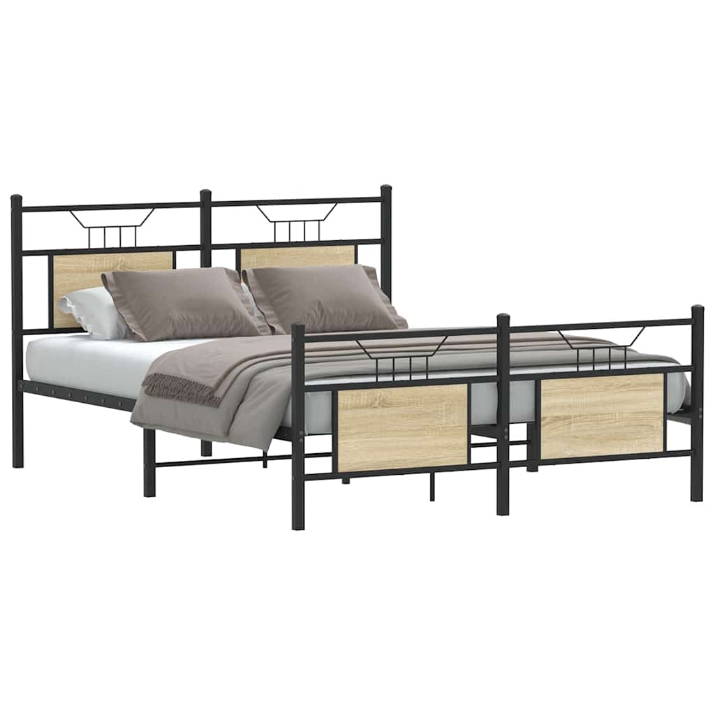 Bedframe zonder matras hout sonoma eikenkleurig 150x200 cm is nu te koop bij PeponiXL, paradijselijk wonen!
