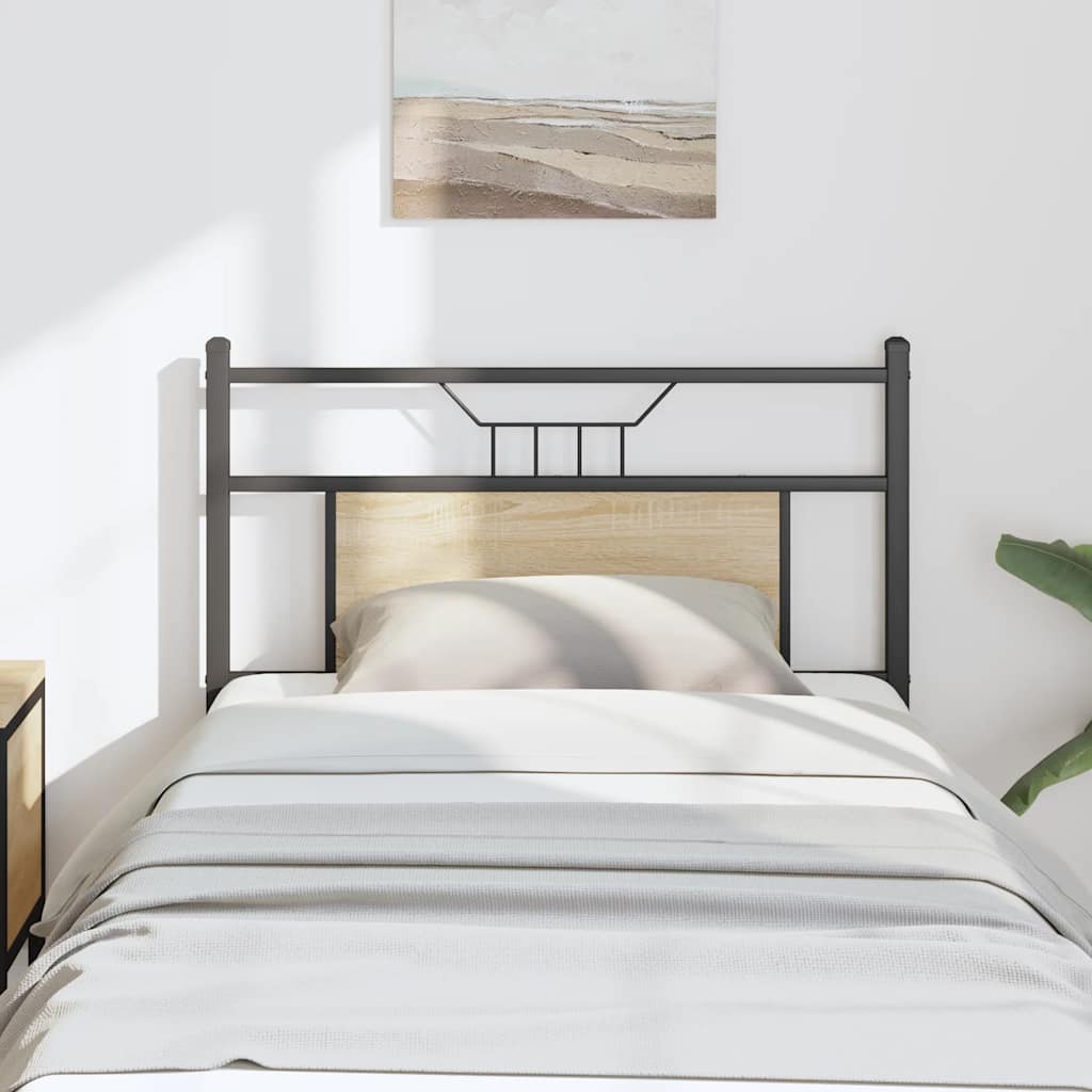 Vervangend hoofdbord 90 cm spaanplaat sonoma eikenkleurig hout en staal is nu te koop bij PeponiXL, paradijselijk wonen!