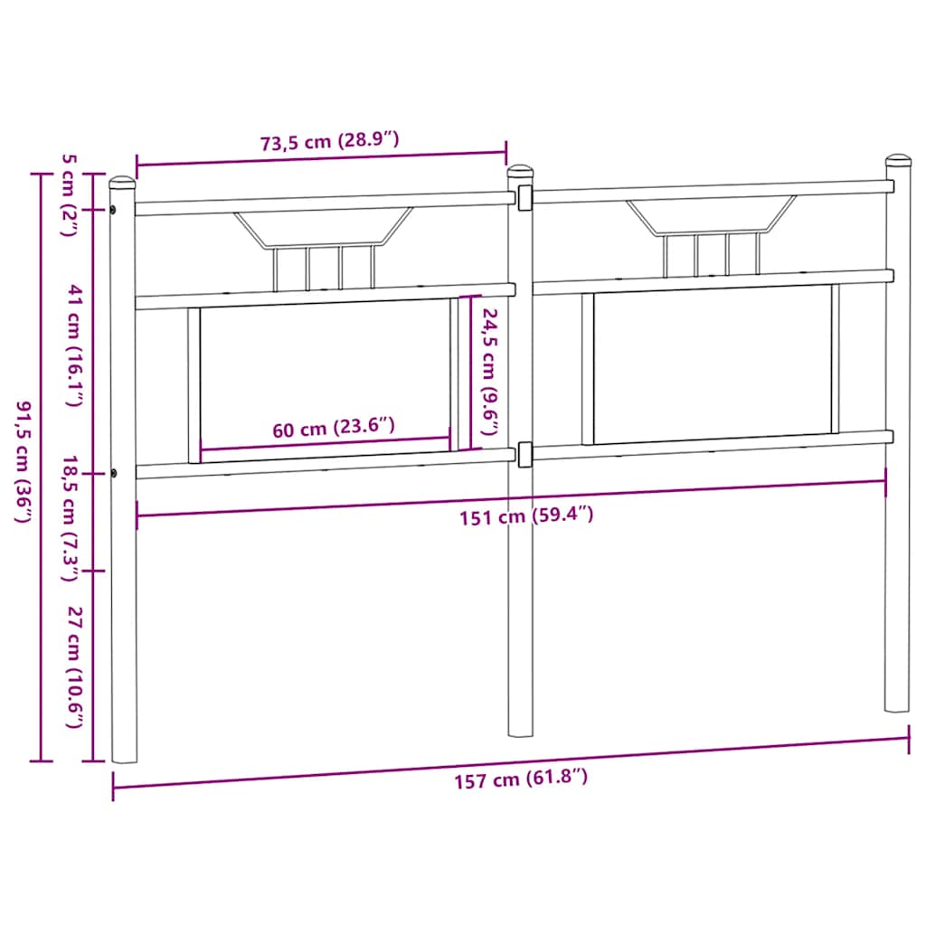 Vervangend hoofdbord Sonoma 150 cm spaanplaat staal sonoma eikenhout staal is nu te koop bij PeponiXL, paradijselijk wonen!