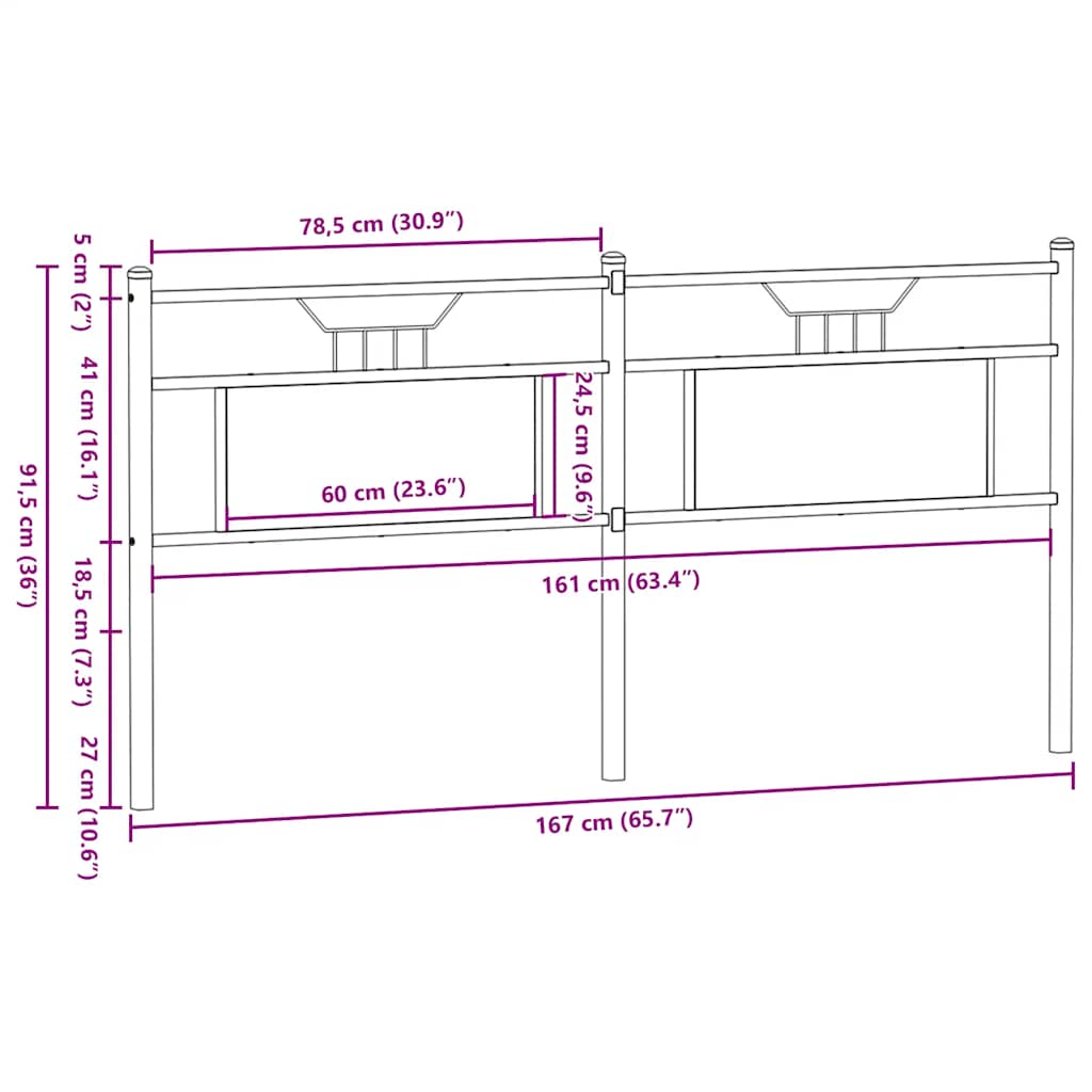 Vervangend hoofdbord Sonoma 160 cm spaanplaat en staal eikenkleurig is nu te koop bij PeponiXL, paradijselijk wonen!