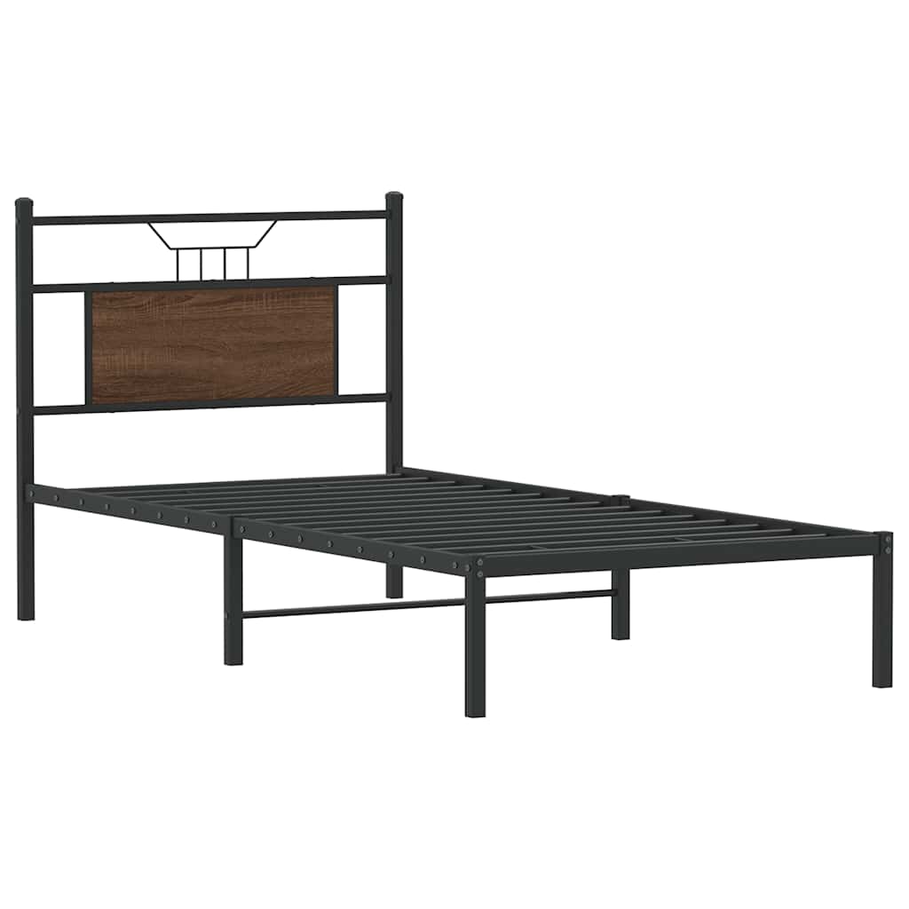Bedframe zonder matras bewerkt hout bruin eikenkleur 75x190 cm is nu te koop bij PeponiXL, paradijselijk wonen!