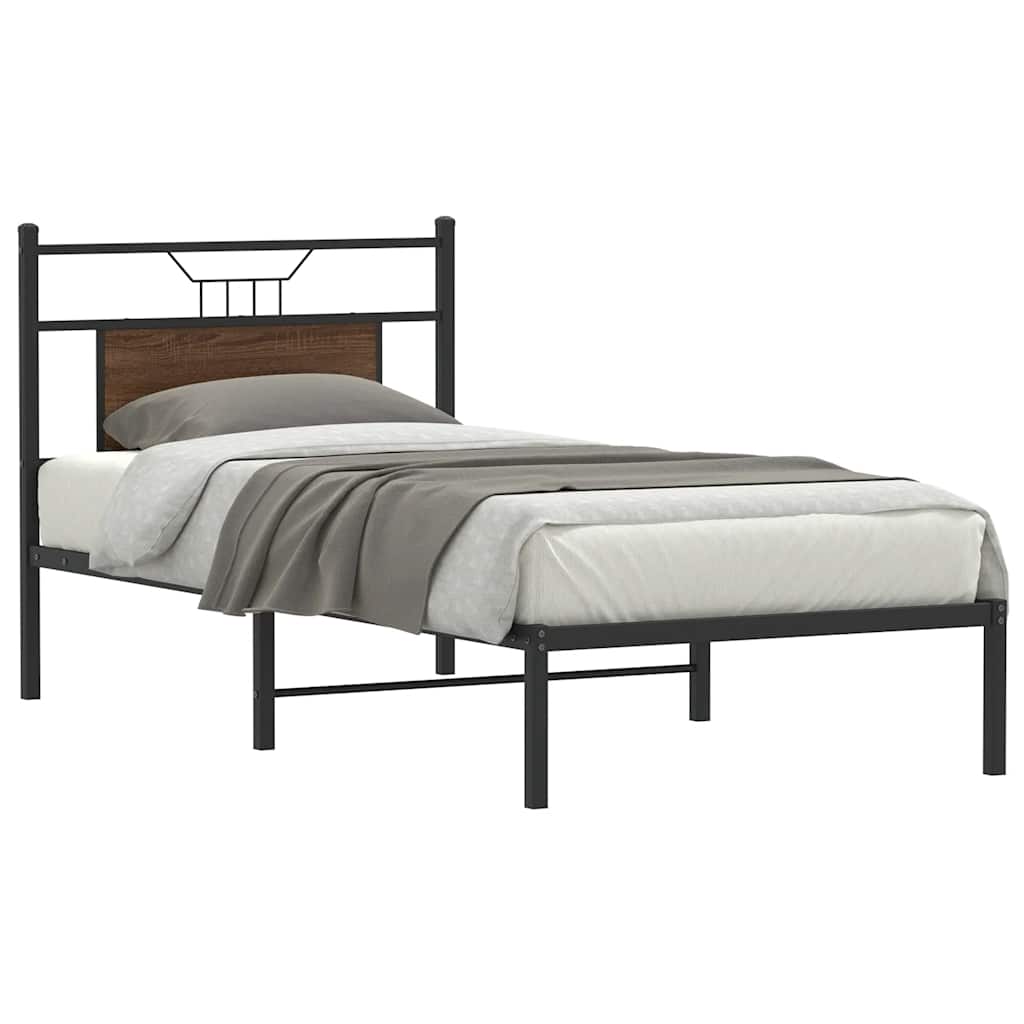Bedframe zonder matras bewerkt hout bruin eikenkleur 75x190 cm is nu te koop bij PeponiXL, paradijselijk wonen!