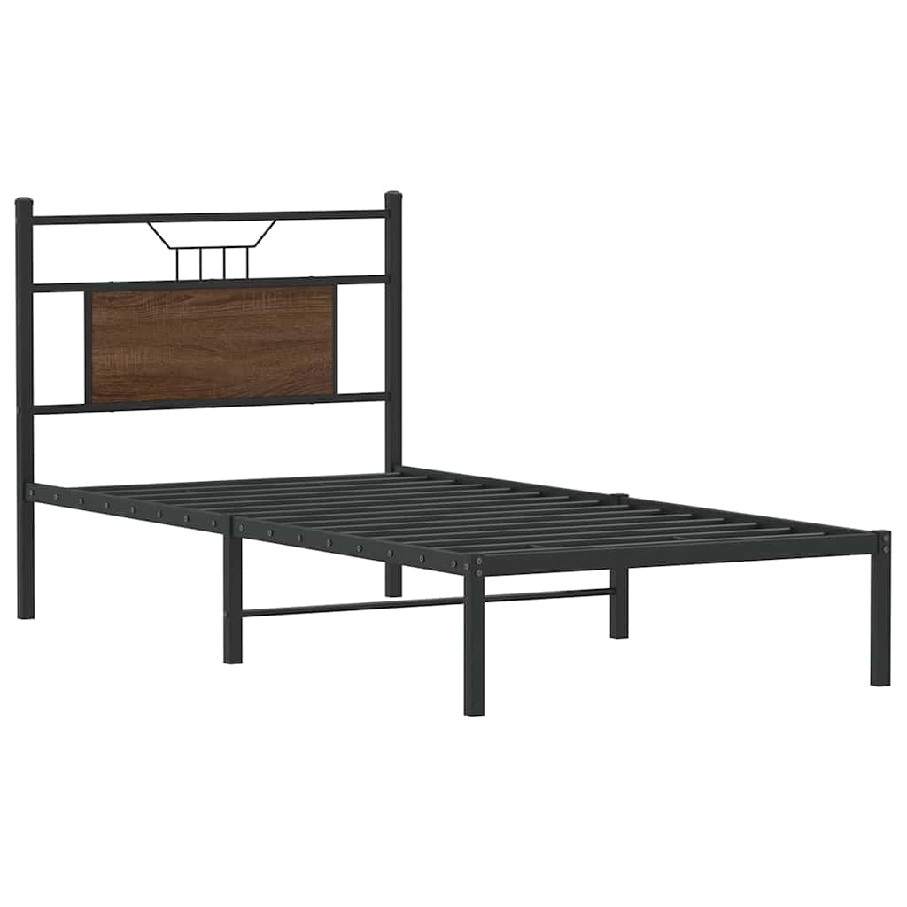 Bedframe zonder matras bewerkt hout bruin eikenkleur 80x200 cm is nu te koop bij PeponiXL, paradijselijk wonen!