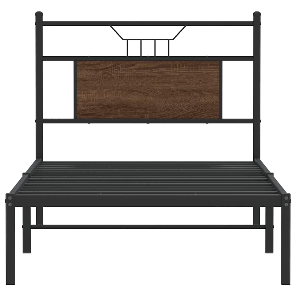 Bedframe zonder matras bewerkt hout bruin eikenkleur 90x190 cm is nu te koop bij PeponiXL, paradijselijk wonen!
