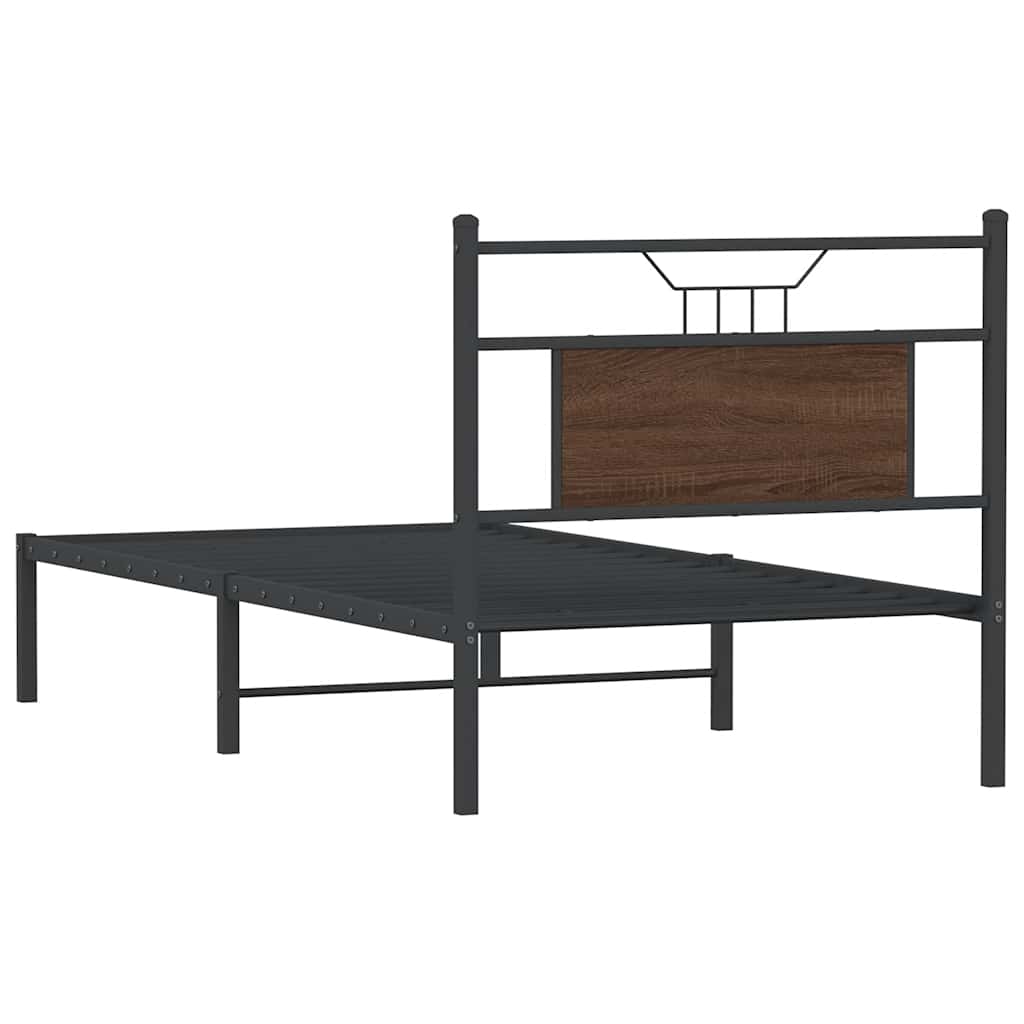 Bedframe zonder matras bewerkt hout bruin eikenkleur 90x190 cm is nu te koop bij PeponiXL, paradijselijk wonen!