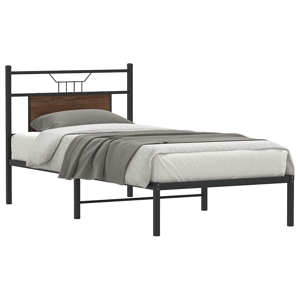 Bedframe zonder matras bewerkt hout bruin eikenkleur 90x190 cm is nu te koop bij PeponiXL, paradijselijk wonen!