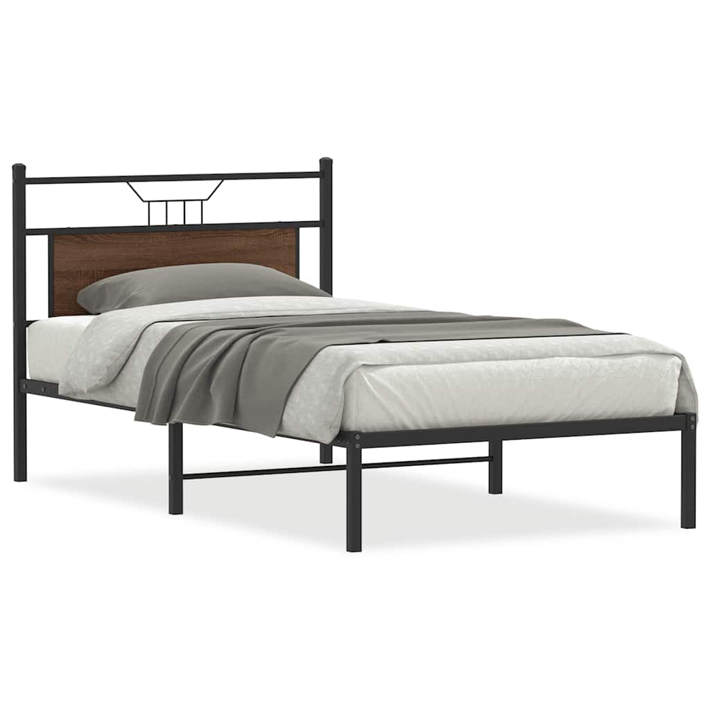 Bedframe zonder matras bewerkt hout bruin eikenkleur 100x190 cm is nu te koop bij PeponiXL, paradijselijk wonen!