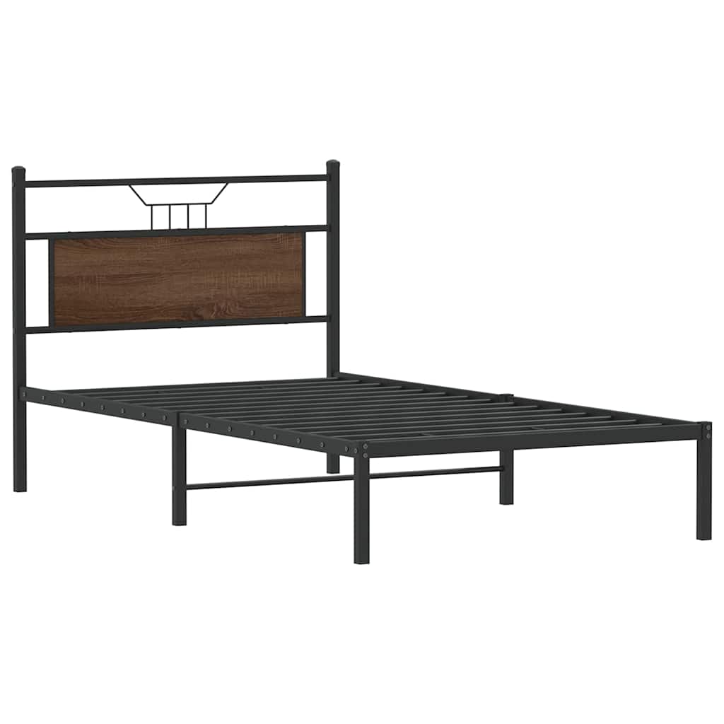 Bedframe zonder matras bewerkt hout bruin eikenkleur 100x190 cm is nu te koop bij PeponiXL, paradijselijk wonen!