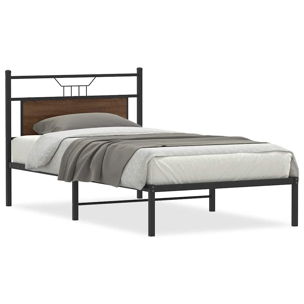 Bedframe zonder matras bewerkt hout bruin eikenkleur 100x200 cm is nu te koop bij PeponiXL, paradijselijk wonen!