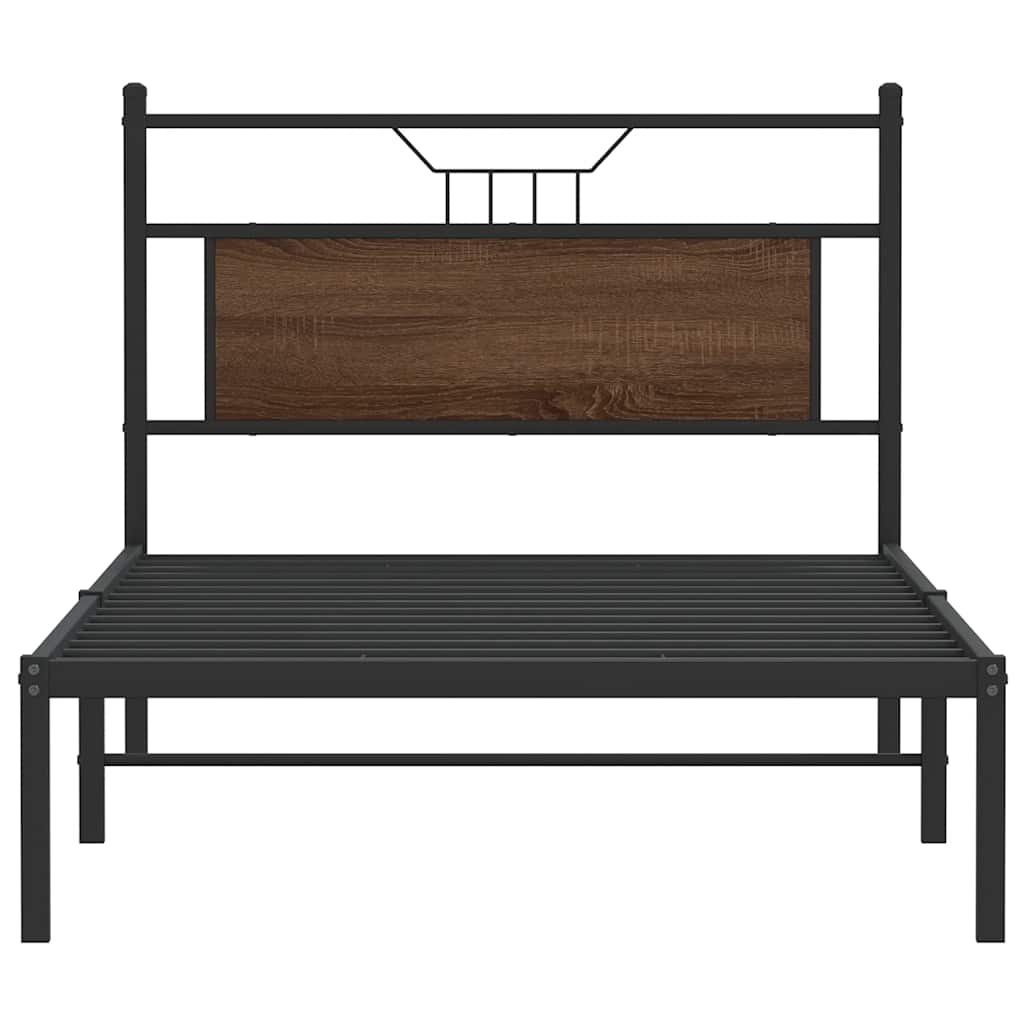 Bedframe zonder matras bewerkt hout bruin eikenkleur 100x200 cm is nu te koop bij PeponiXL, paradijselijk wonen!