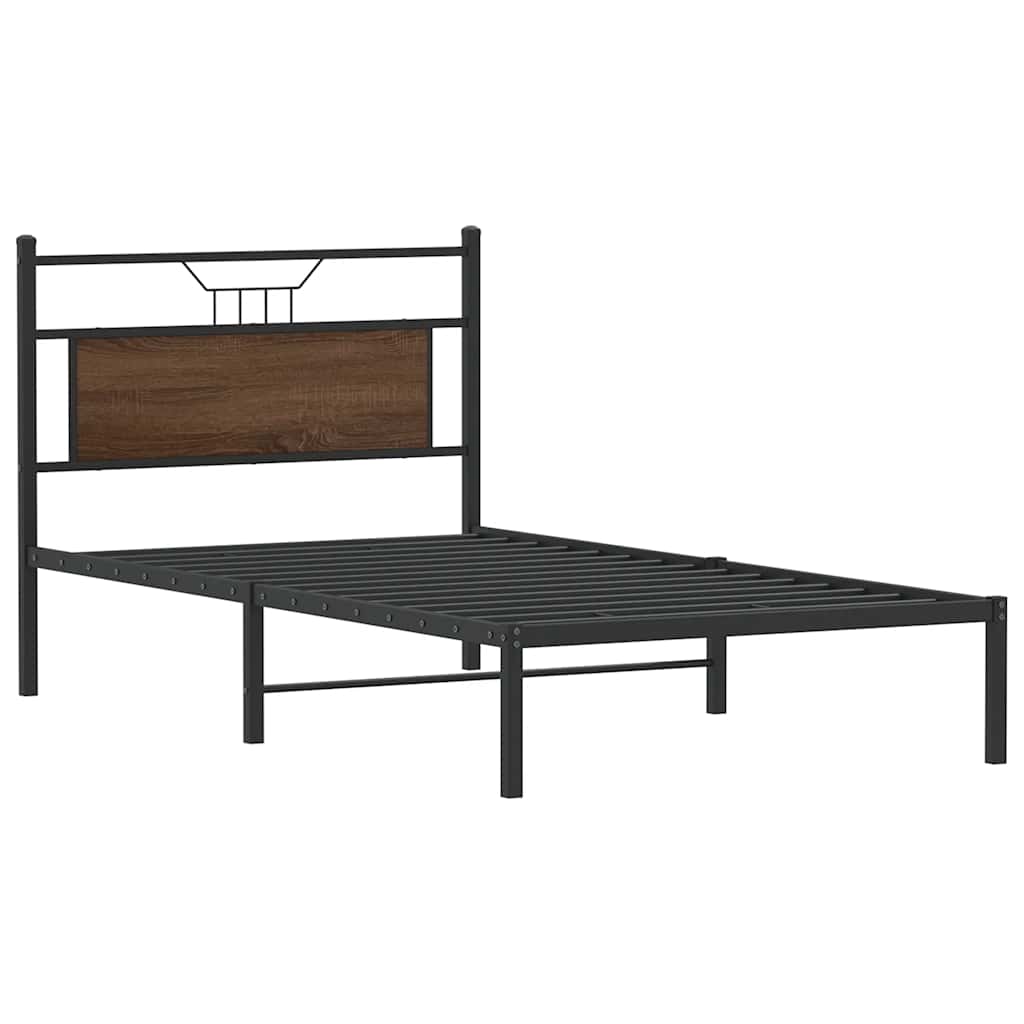 Bedframe zonder matras 107x203 cm spaanplaat bruin eikenkleurig is nu te koop bij PeponiXL, paradijselijk wonen!