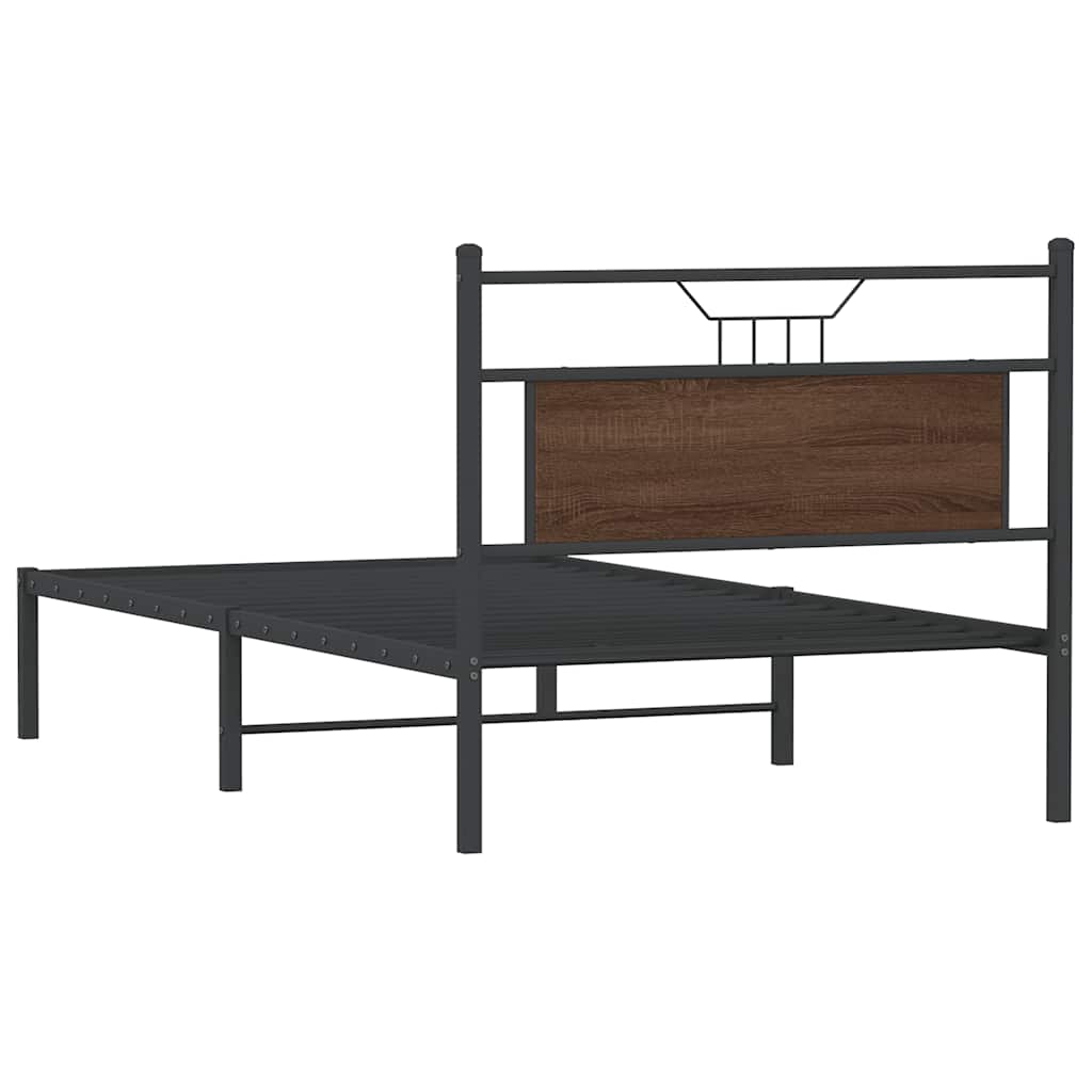 Bedframe zonder matras 107x203 cm spaanplaat bruin eikenkleurig is nu te koop bij PeponiXL, paradijselijk wonen!