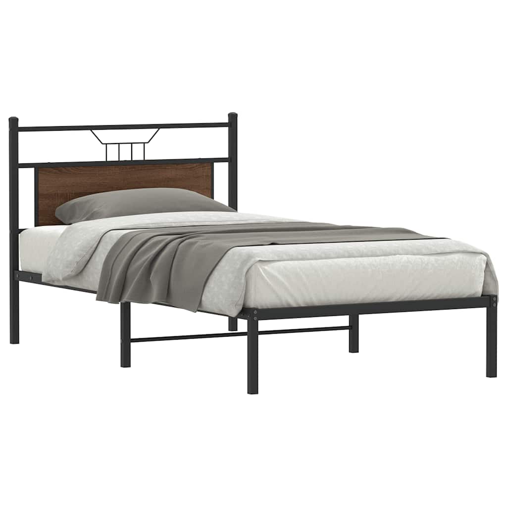 Bedframe zonder matras 107x203 cm spaanplaat bruin eikenkleurig is nu te koop bij PeponiXL, paradijselijk wonen!