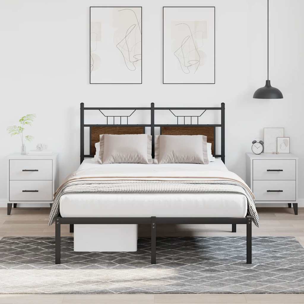 Bedframe zonder matras bewerkt hout bruin eikenkleur 120x190 cm is nu te koop bij PeponiXL, paradijselijk wonen!