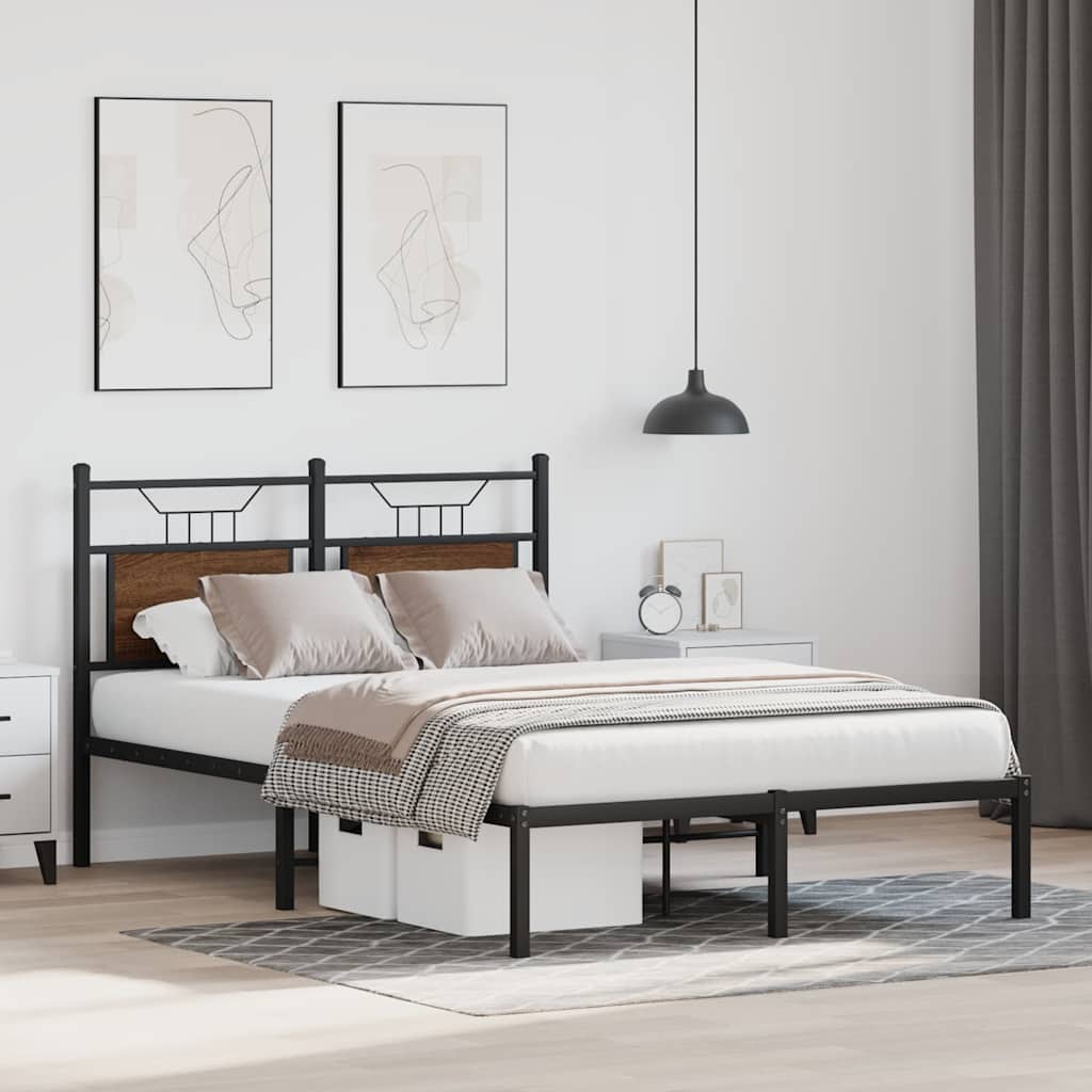 Bedframe zonder matras bewerkt hout bruin eikenkleur 120x190 cm is nu te koop bij PeponiXL, paradijselijk wonen!