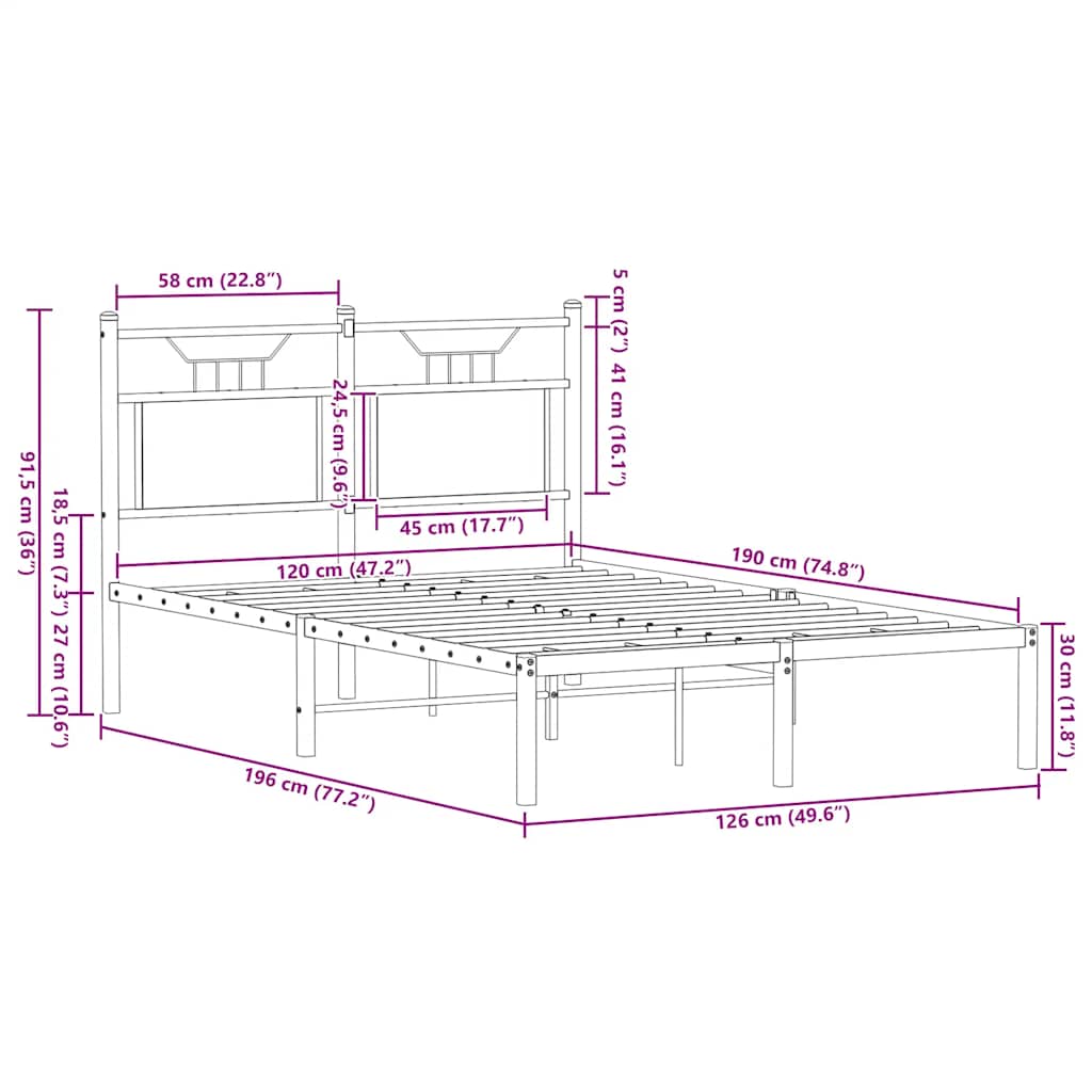 Bedframe zonder matras bewerkt hout bruin eikenkleur 120x190 cm is nu te koop bij PeponiXL, paradijselijk wonen!