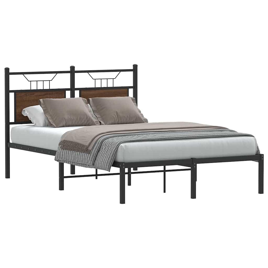 Bedframe zonder matras bewerkt hout bruin eikenkleur 120x190 cm is nu te koop bij PeponiXL, paradijselijk wonen!