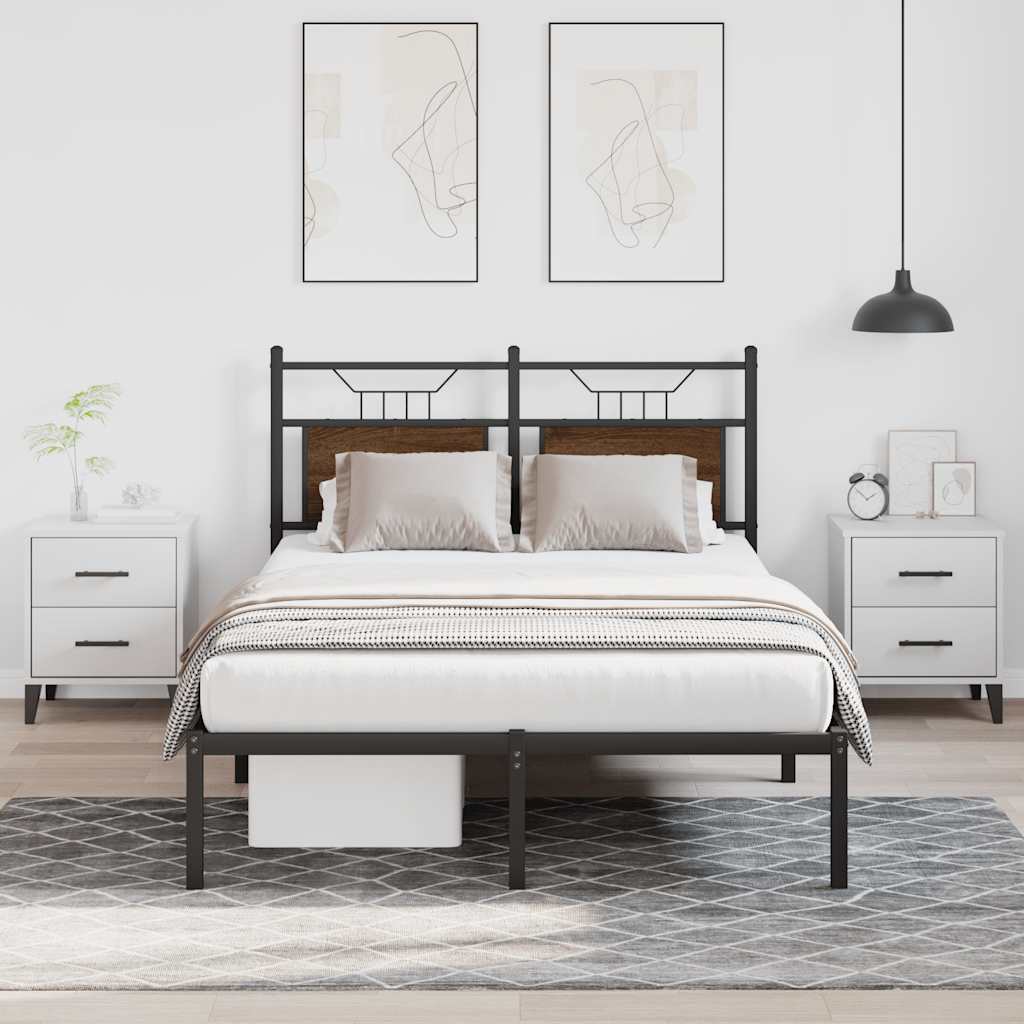 Bedframe zonder matras bewerkt hout bruin eikenkleur 120x200 cm is nu te koop bij PeponiXL, paradijselijk wonen!