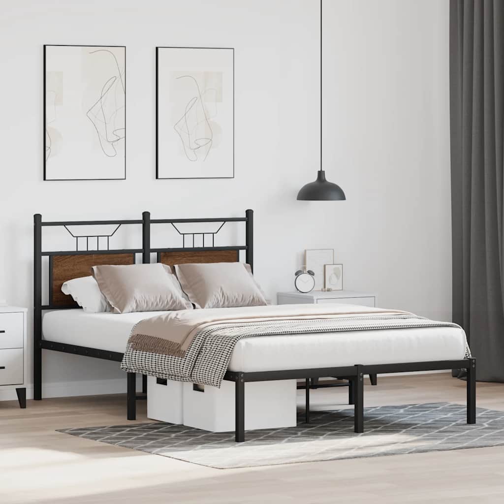 Bedframe zonder matras bewerkt hout bruin eikenkleur 120x200 cm is nu te koop bij PeponiXL, paradijselijk wonen!
