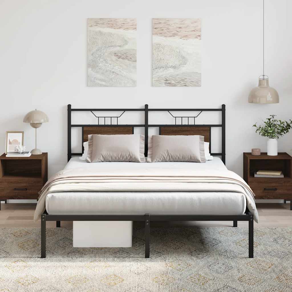 Bedframe zonder matras bewerkt hout bruin eikenkleur 140x190 cm is nu te koop bij PeponiXL, paradijselijk wonen!