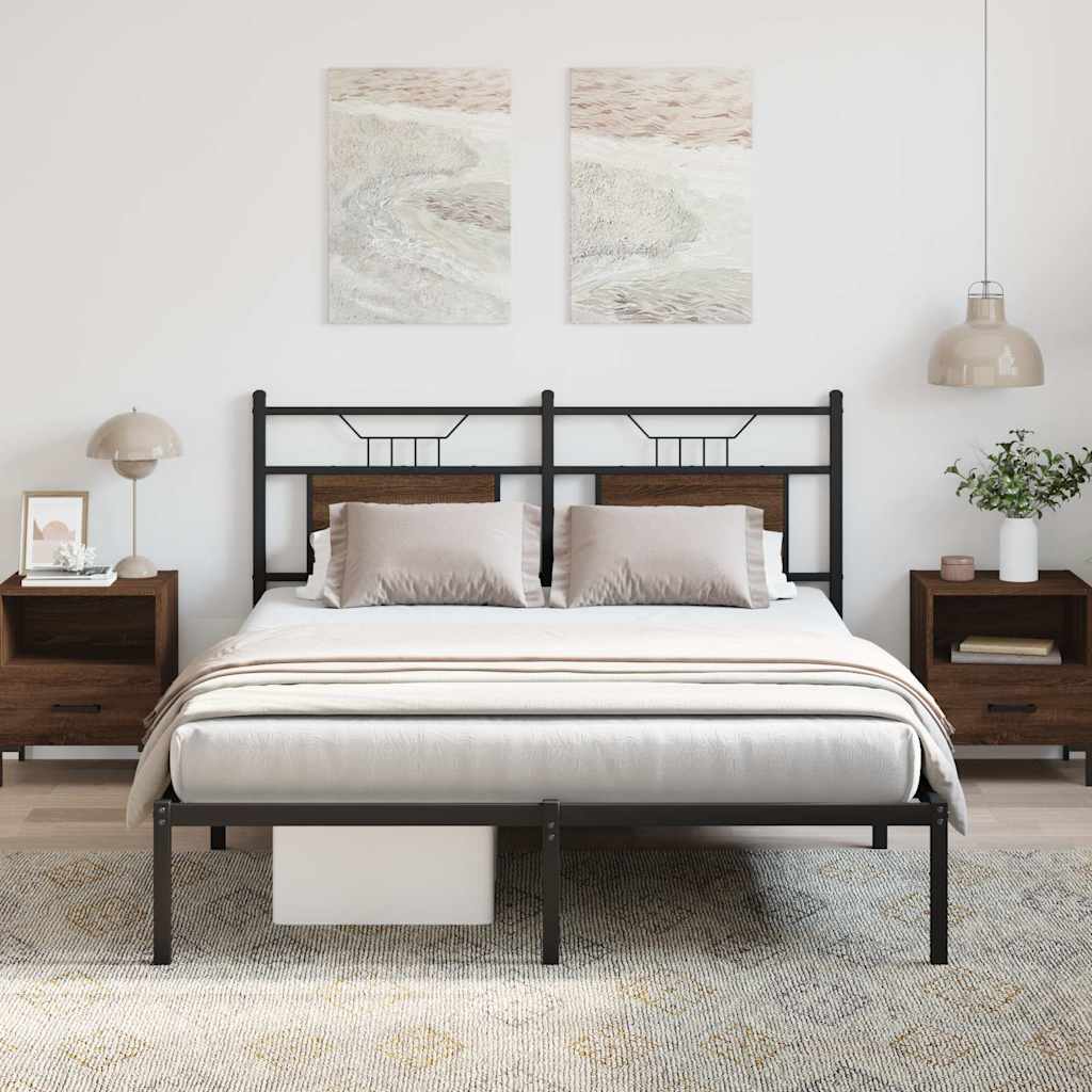 Bedframe zonder matras bewerkt hout bruin eikenkleur 140x200 cm is nu te koop bij PeponiXL, paradijselijk wonen!