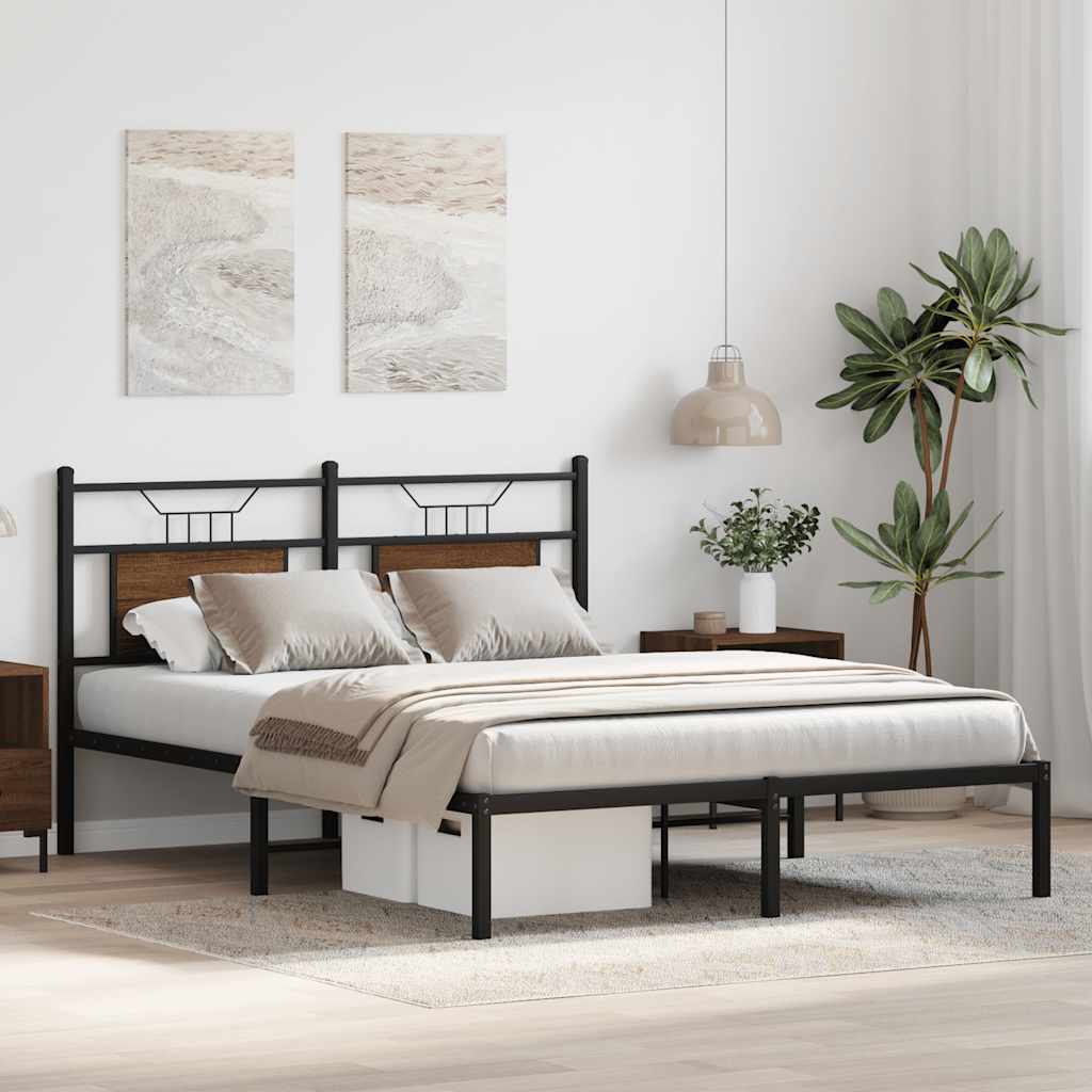 Bedframe zonder matras bewerkt hout bruin eikenkleur 140x200 cm is nu te koop bij PeponiXL, paradijselijk wonen!