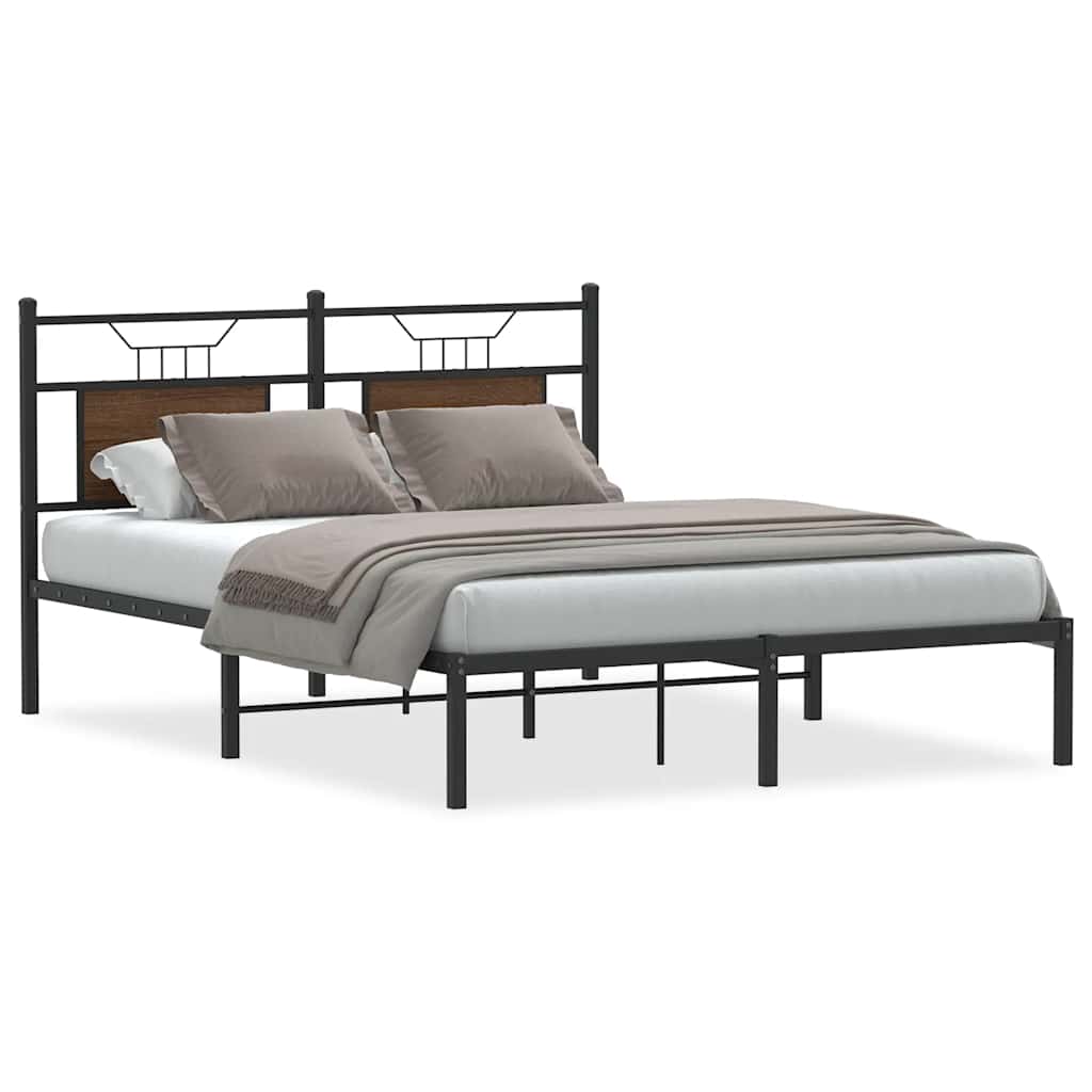 Bedframe zonder matras bewerkt hout bruin eikenkleur 150x200 cm is nu te koop bij PeponiXL, paradijselijk wonen!