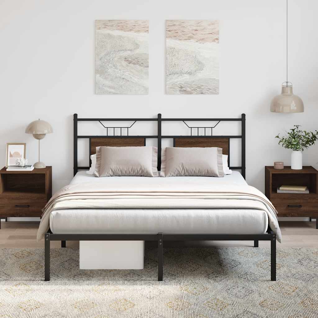 Bedframe zonder matras bewerkt hout bruin eikenkleur 150x200 cm is nu te koop bij PeponiXL, paradijselijk wonen!